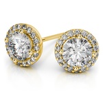 Halo Diamond Earrings in Yellow Gold (1 1/2 ctw) | Thumbnail 01