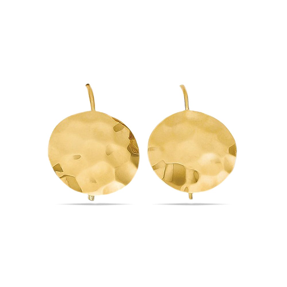 Hammered Solid 14k Gold Disc Earrings - Aris Designs