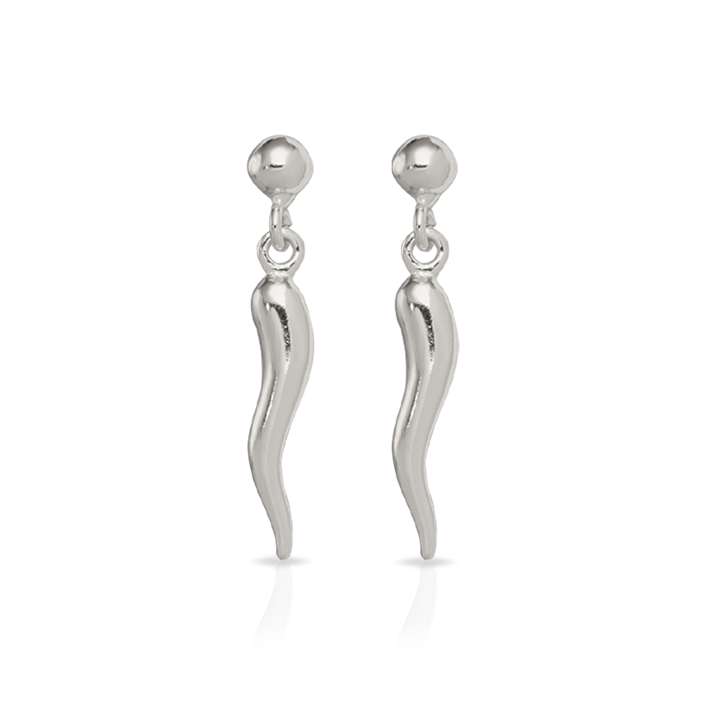 Italian Horn Earrings in Sterling Silver | Zoom