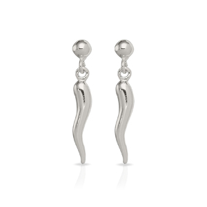 Italian Horn Earrings in Sterling Silver