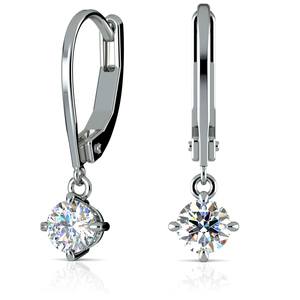 Leverback Earrings with Dangle Settings in White Gold