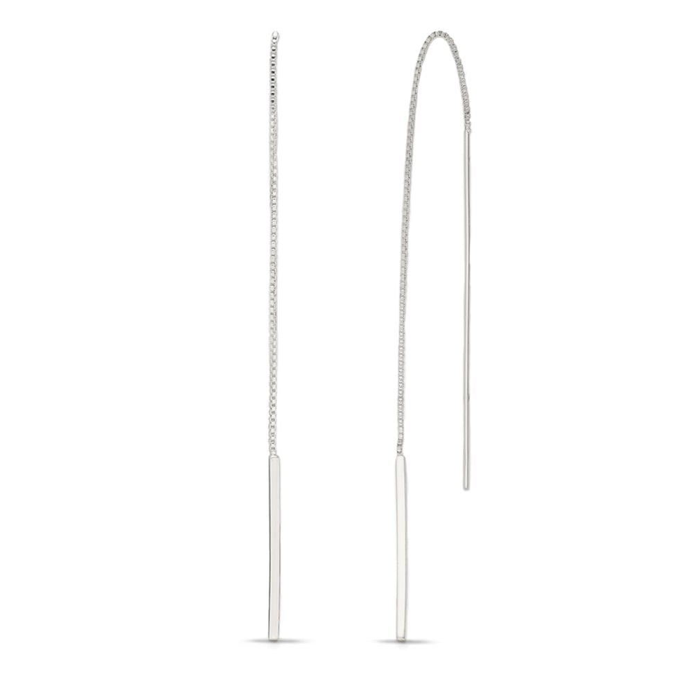 Silver Bar Threader Earrings (Sterling Silver) | 01