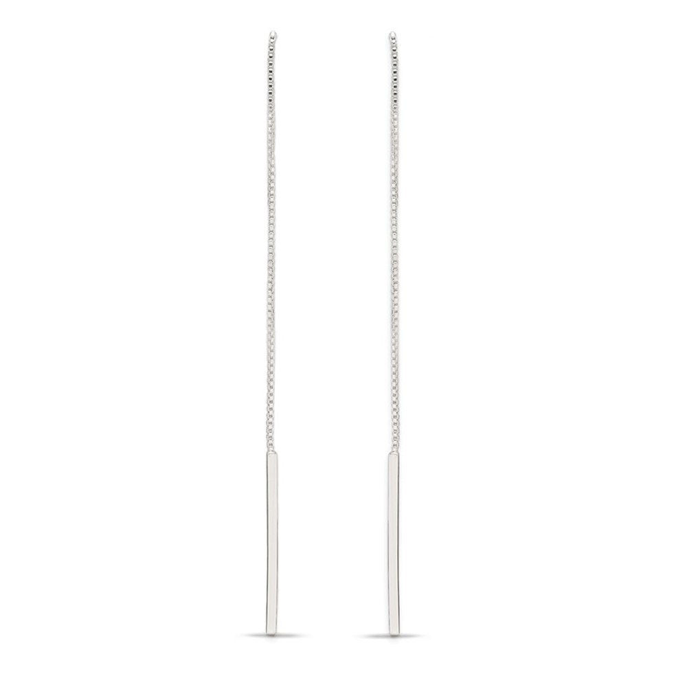Silver Bar Threader Earrings (Sterling Silver) | 02