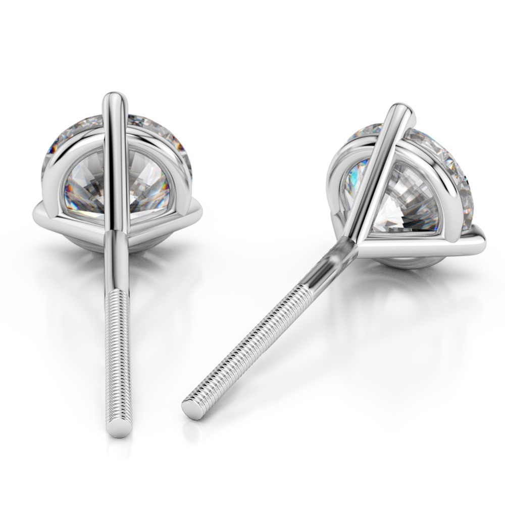 Martini Three Prong Earring Settings in White Gold | 02