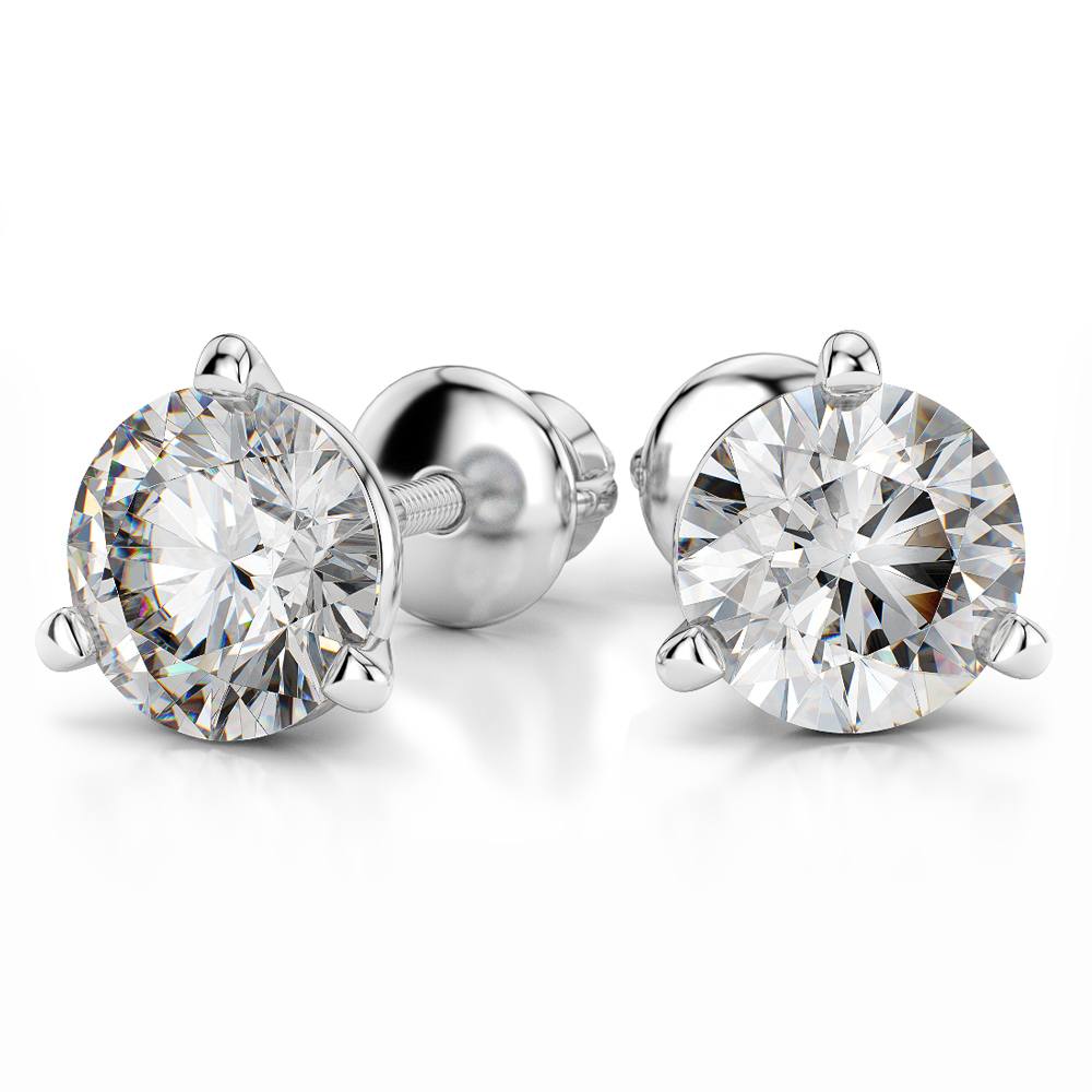 Martini Three Prong Earring Settings in White Gold | 04