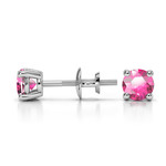 Pink Sapphire Round Gemstone Stud Earrings in Platinum (4.1 mm) | Thumbnail 01
