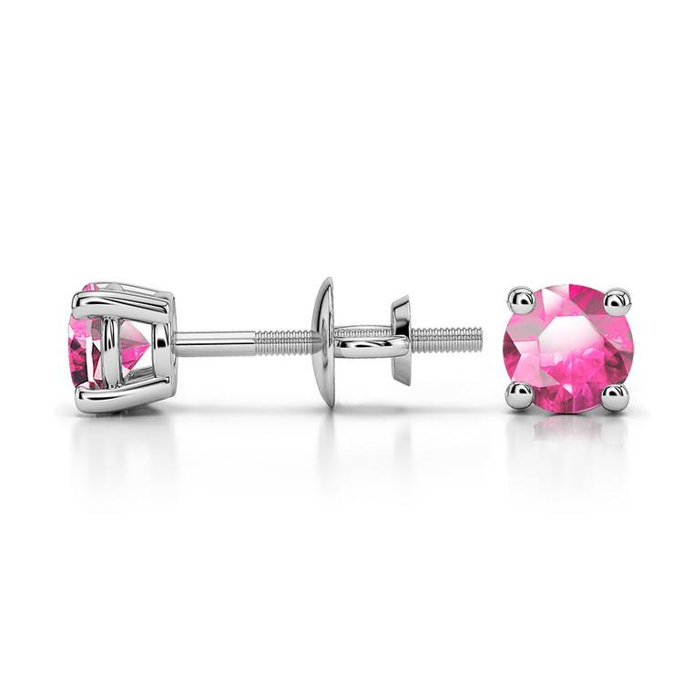 L-4 mm, W-4 mm 14k White Gold Pink Gemstone Stud Earrings for Women