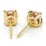 Pink Sapphire Round Gemstone Stud Earrings in Yellow Gold (4.1 mm) | Thumbnail 01