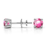 Pink Sapphire Round Gemstone Stud Earrings in Platinum (4.5 mm) | Thumbnail 01