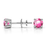 Pink Sapphire Round Gemstone Stud Earrings in White Gold (4.5 mm) | Thumbnail 01