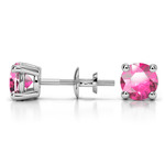 Pink Sapphire Round Gemstone Stud Earrings in Platinum (5.9 mm) | Thumbnail 01