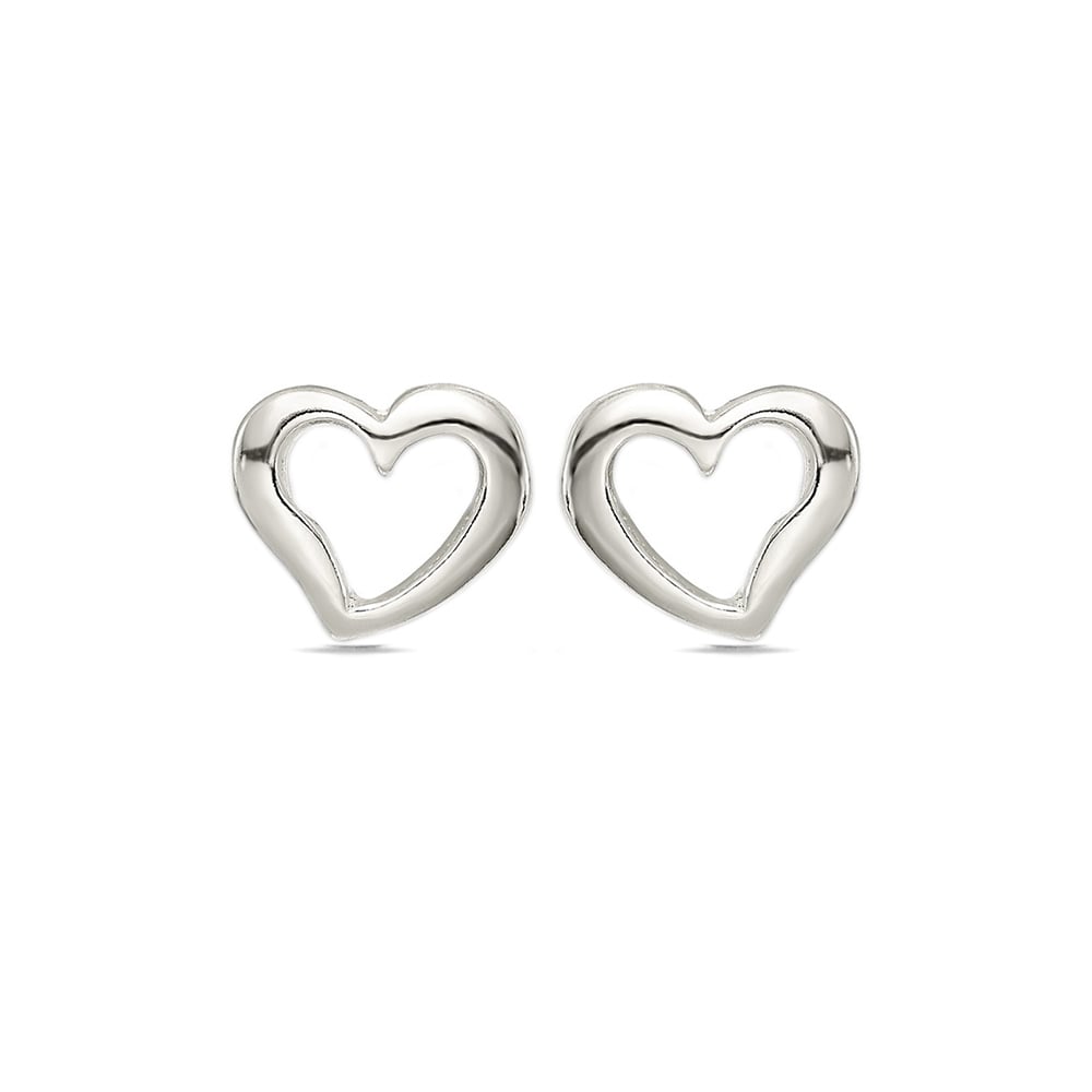 Silver Open Heart Stud Earrings | 01