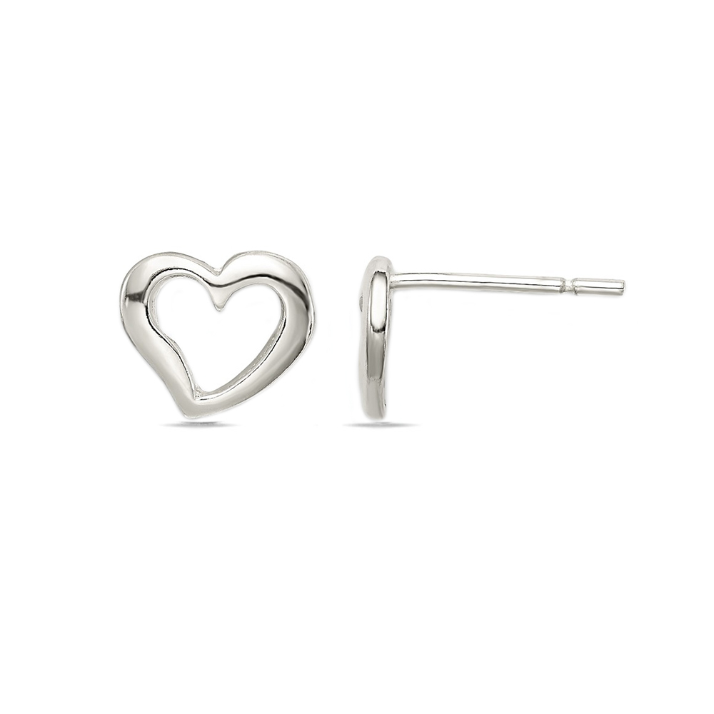 Silver Open Heart Stud Earrings | 02