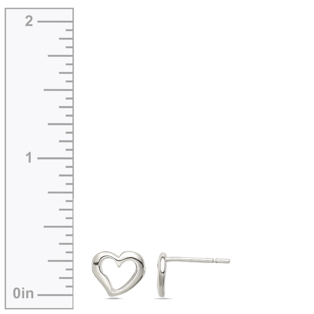 Silver Open Heart Stud Earrings | 03
