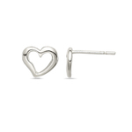 Silver Open Heart Stud Earrings | Thumbnail 01