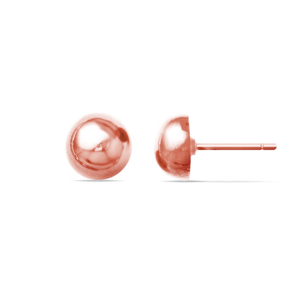 Polished Rose Finish Silver Ball Stud Earrings (9 mm) | 02