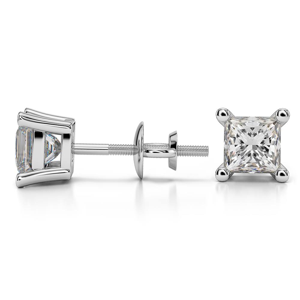 Princess Diamond Stud Earrings in Platinum (1 1/2 ctw) - Value Collection | 03
