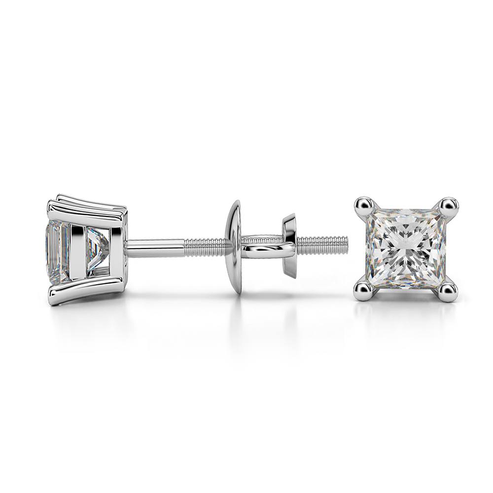 Princess Diamond Stud Earrings in Platinum (1/2 ctw) - Value Collection | 03