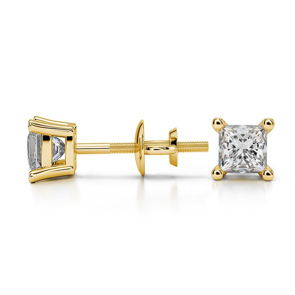 Princess Diamond Stud Earrings in Yellow Gold (1/2 ctw) - Value Collection | 03
