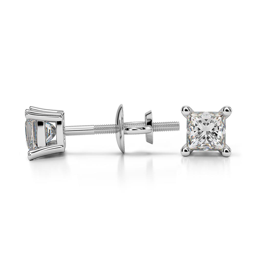 Princess Diamond Stud Earrings in White Gold (1/3 ctw) - Value Collection | 03