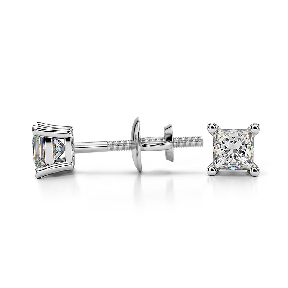 1/4 Ctw Princess Diamond Stud Earrings In Platinum - Value Collection | 03