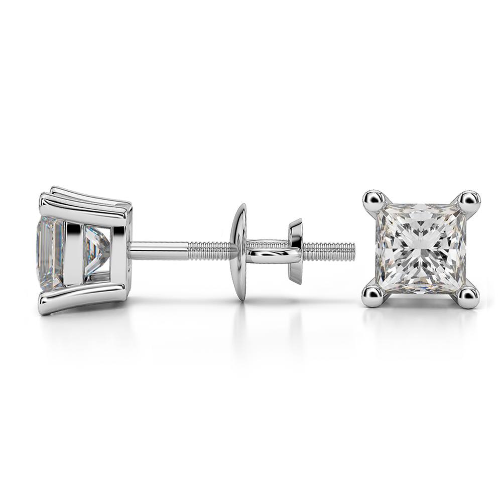 Princess Diamond Stud Earrings in Platinum (1 ctw) - Value Collection | 03