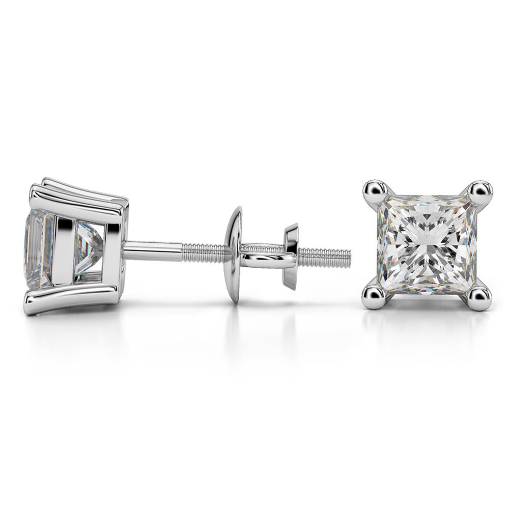 Princess Diamond Stud Earrings in White Gold (2 ctw) - Value Collection | 03