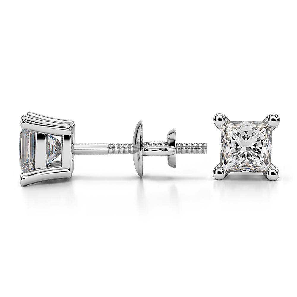 Princess Diamond Stud Earrings in White Gold (3/4 ctw) - Value Collection | 03