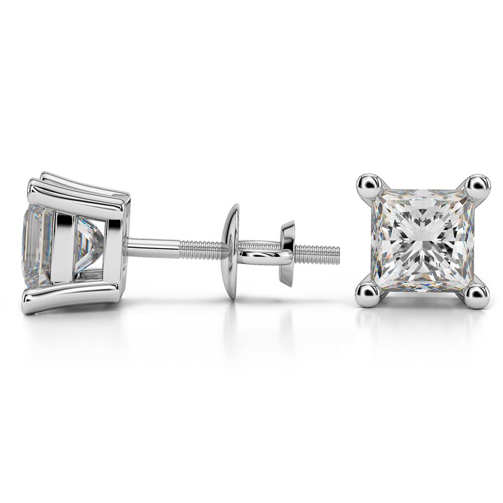 Princess Diamond Stud Earrings in White Gold (3 ctw) - Value Collection | 03