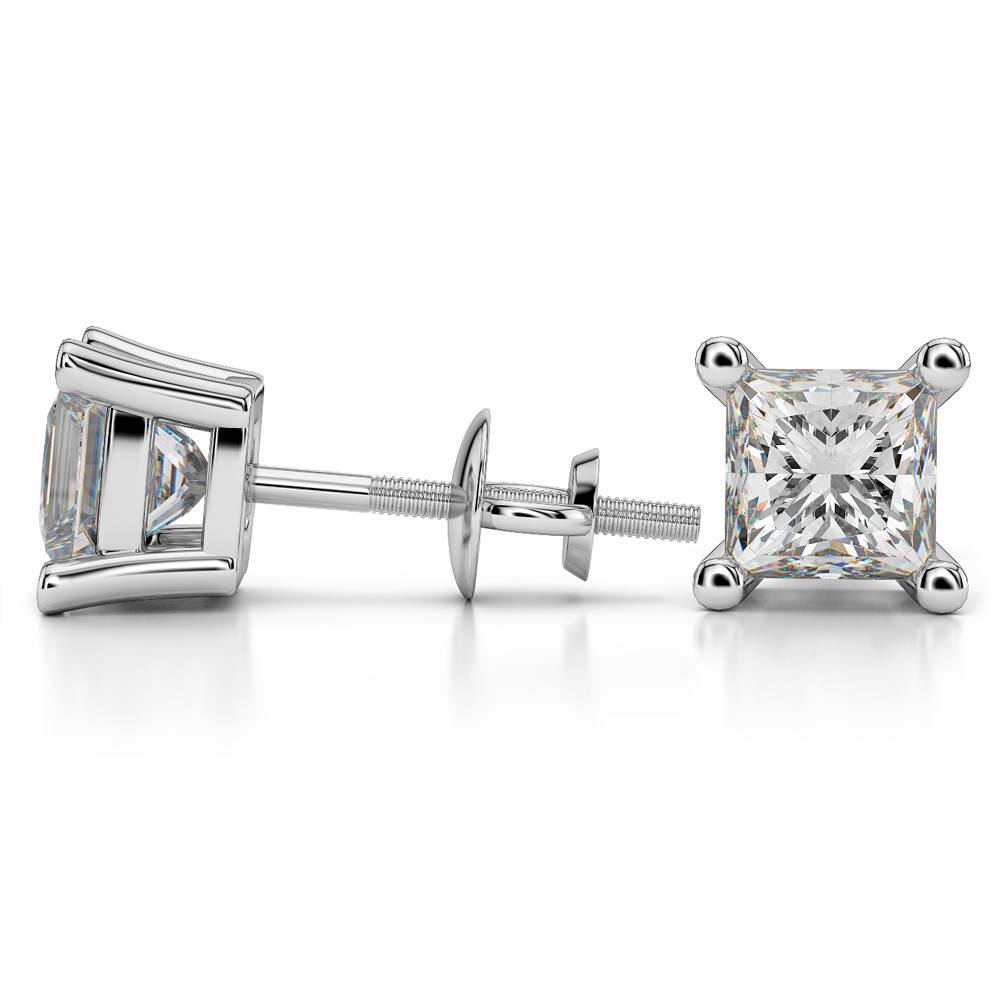 Princess Diamond Stud Earrings in White Gold (4 ctw) - Value Collection | 03
