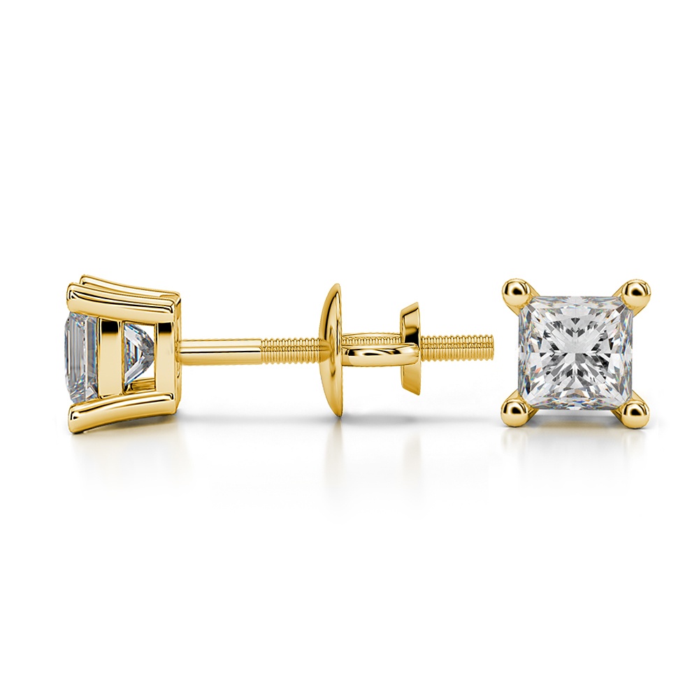 Princess Diamond Stud Earrings in Yellow Gold (1/2 ctw) | 03