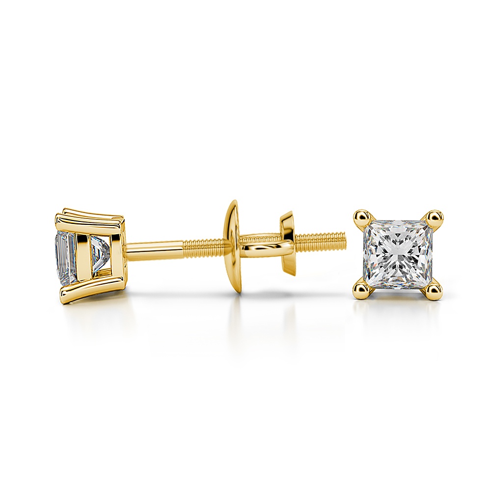 Princess Diamond Stud Earrings in Yellow Gold (1/4 ctw) | 03