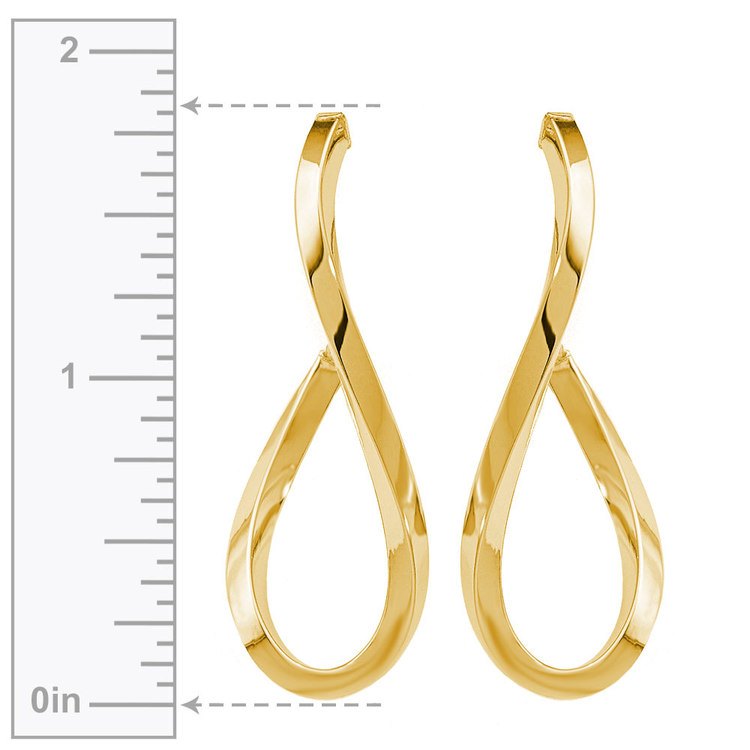 14k Yellow Gold Figure Eight Infinity Loop Hoop Earrings 
