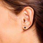 Round Black Diamond Single Stud Earring In White Gold (1 Ctw) | Thumbnail 01