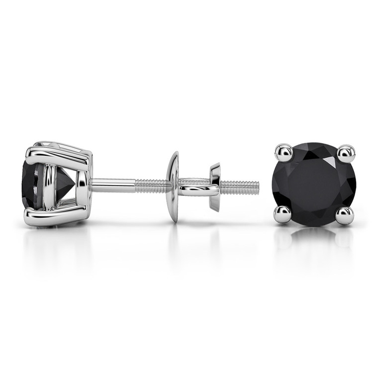 Round Black Diamond Stud Earrings in Platinum (1 1/2 ctw) | 03