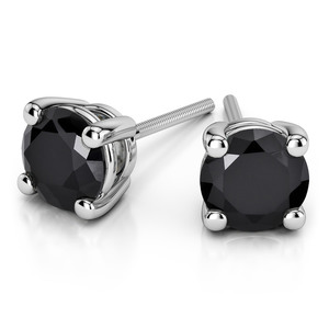 Round Black Diamond Stud Earrings in Platinum (1/2 ctw)