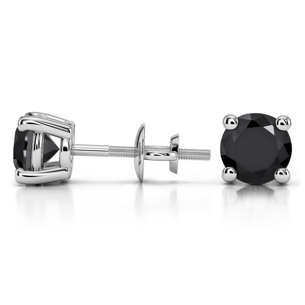 Round Black Diamond Stud Earrings in Platinum (2 ctw) | 03