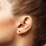 Round Black Diamond Stud Earrings in Yellow Gold (1/4 ctw) | Thumbnail 01