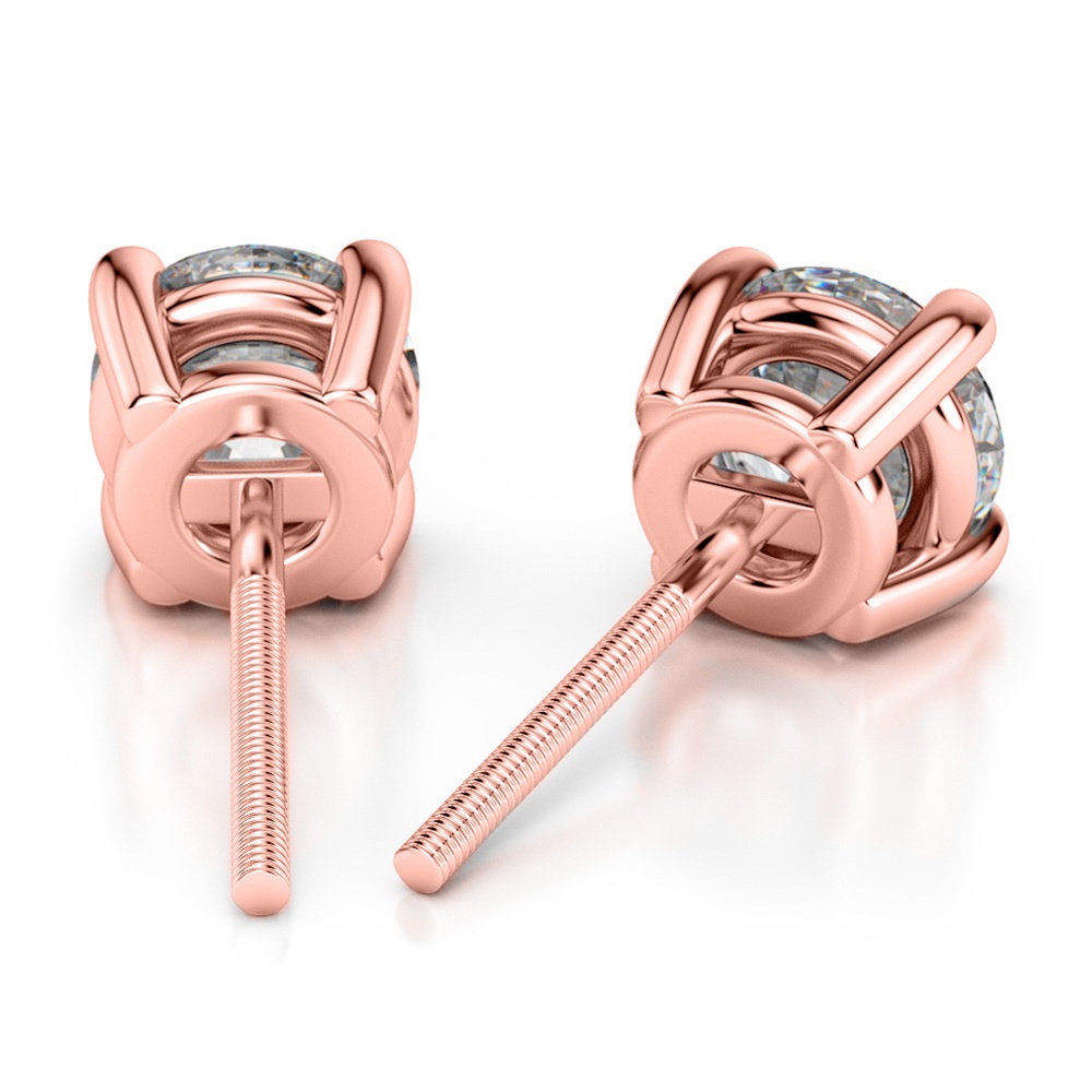 Rose Gold Diamond Stud Earrings (1 1/2 Ctw) - Value Collection | 02