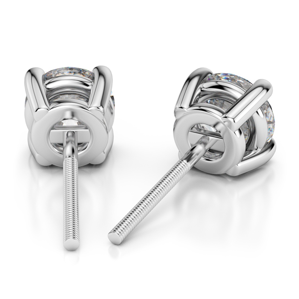 Round Diamond Stud Earrings in White Gold (1 1/2 ctw) - Value Collection | 02