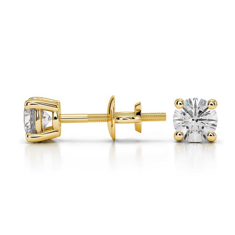 1/2 Ctw Round Diamond Stud Earrings In Yellow Gold - Value Collection | 03