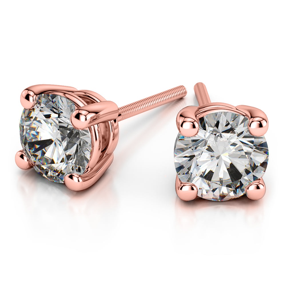 Round Diamond Stud Earrings in Rose Gold (1/4 ctw) - Value Collection | 01
