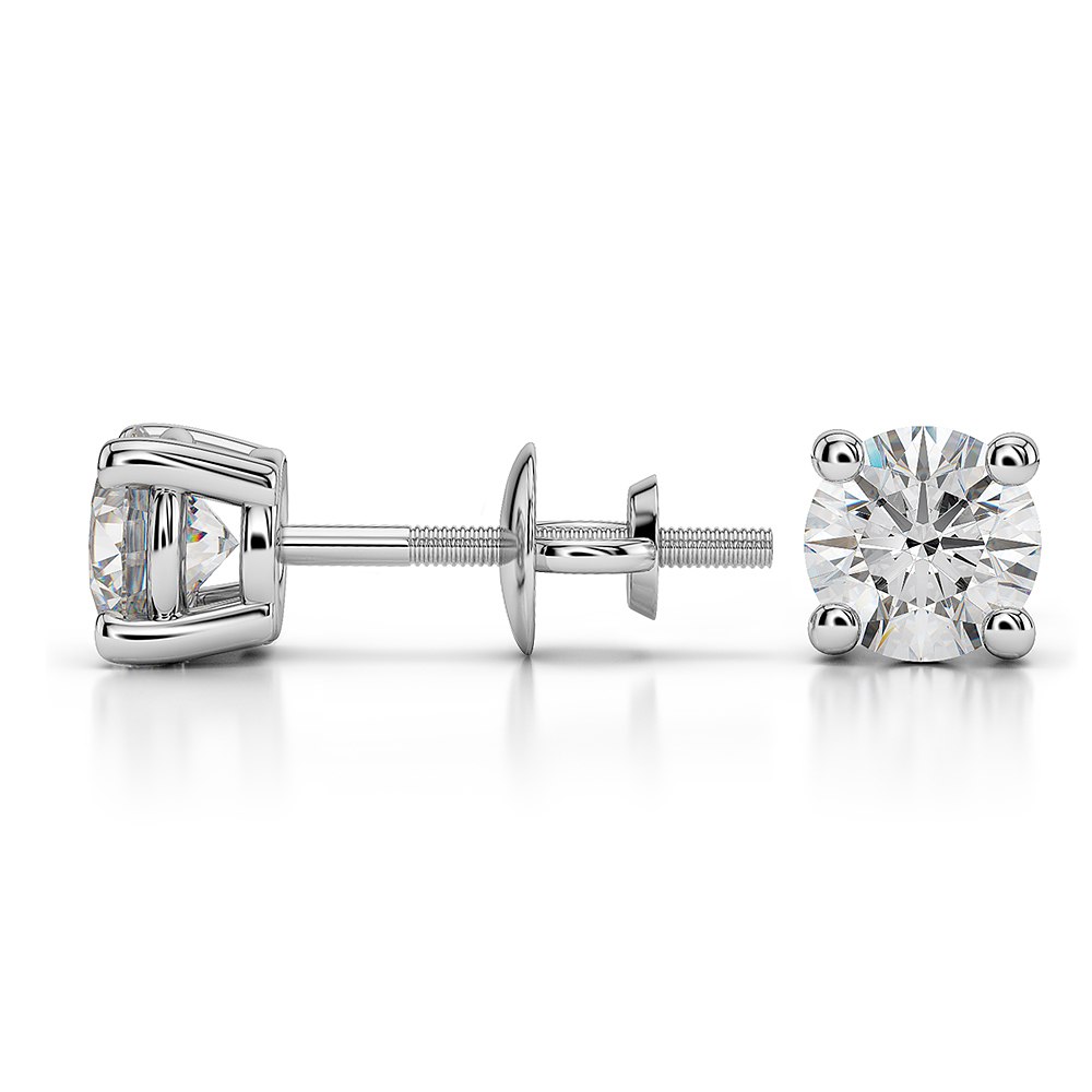 Round Diamond Stud Earrings in White Gold (1 ctw) - Value Collection | 03