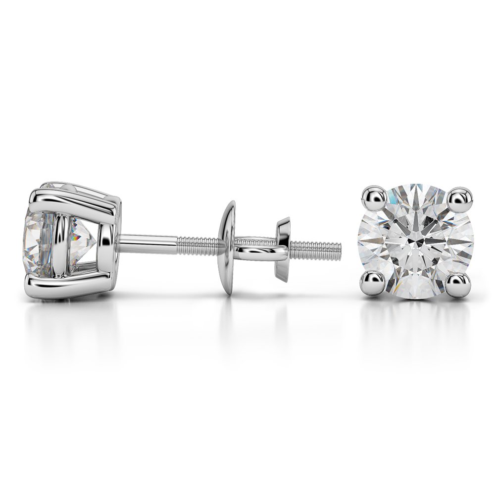Round Diamond Stud Earrings in Platinum (2 ctw) - Value Collection | 03