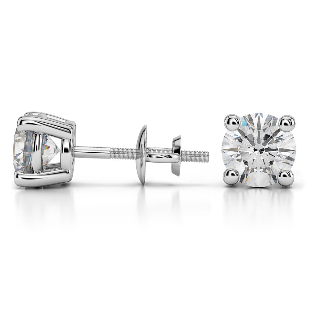 Round Diamond Stud Earrings in Platinum (3 ctw) - Value Collection | 03