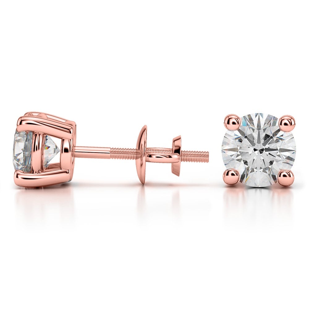 1 1/2 Carat Rose Gold Diamond Stud Earrings - Value Collection | 03