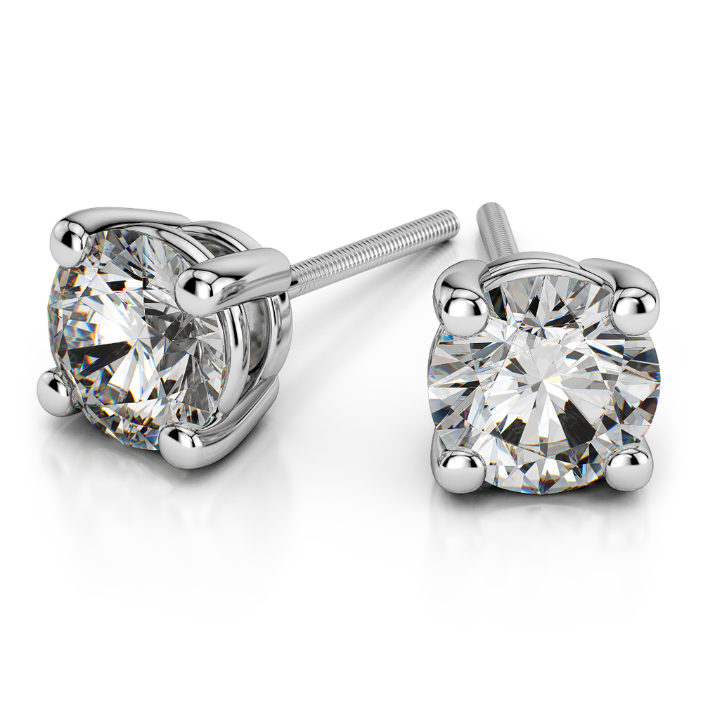 Round Diamond Stud Earrings in White 