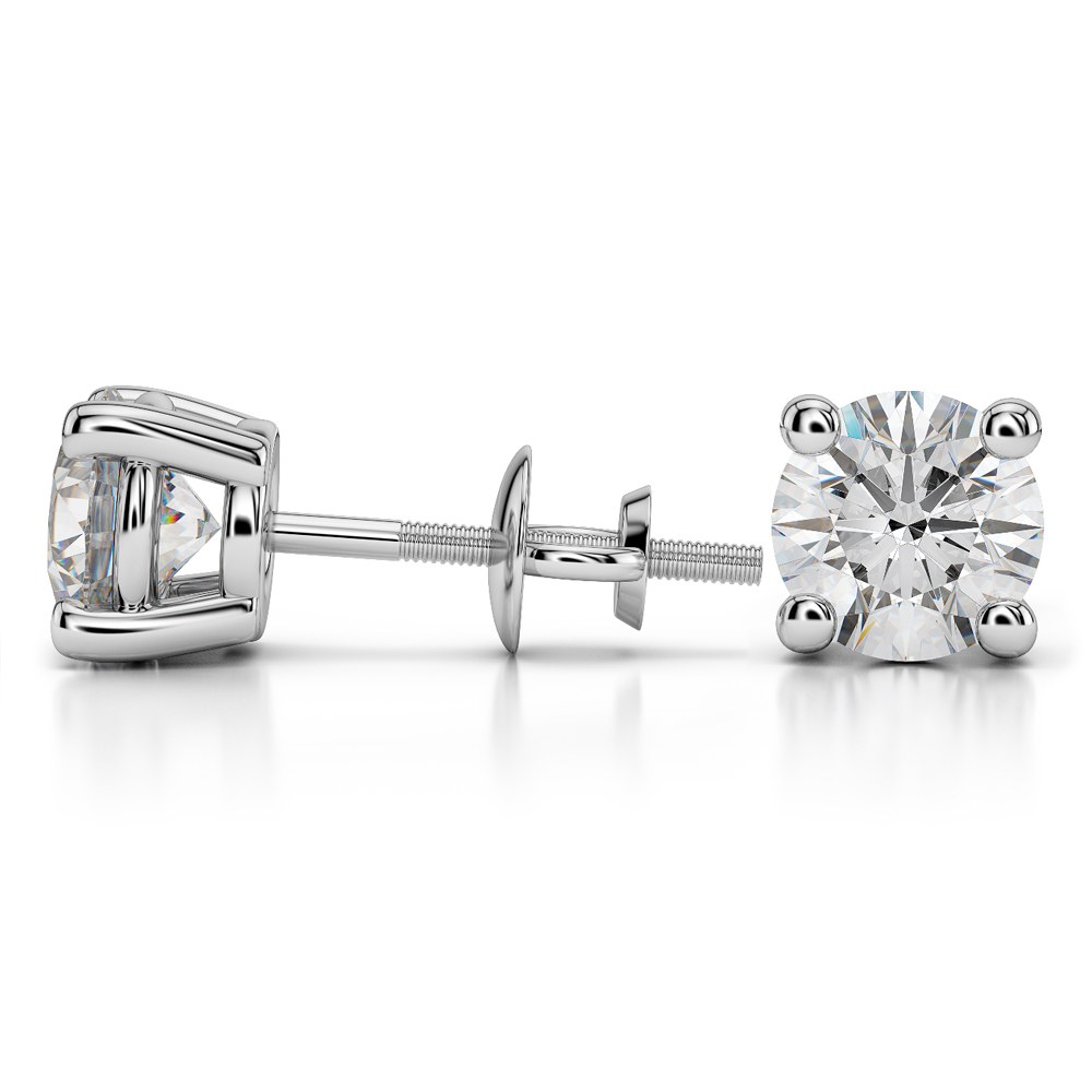 Round Diamond Stud Earrings in Platinum (4 ctw) - Value Collection | 03