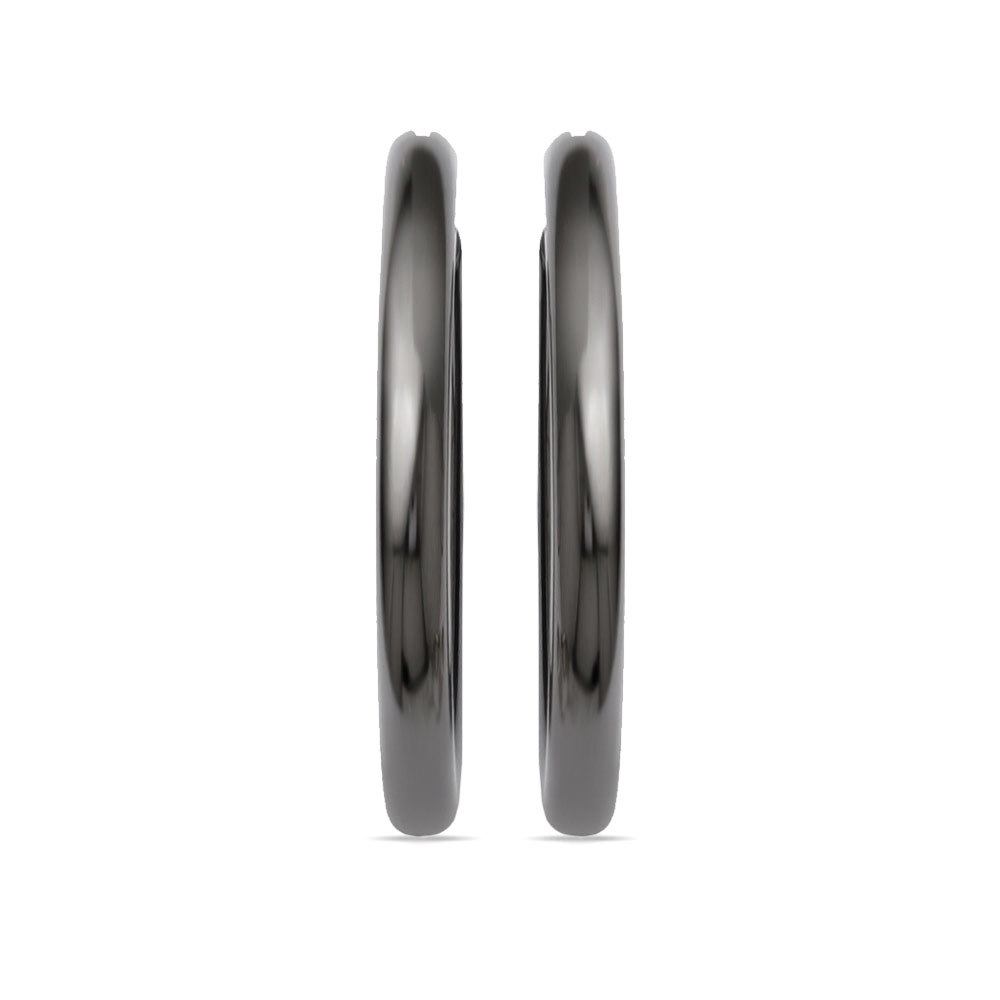 Medium Blackened Finish Silver Tube Hoop Earrings (33 mm) | 02