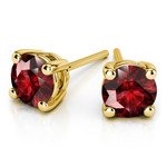 Ruby Round Gemstone Stud Earrings in Yellow Gold (3.4 mm) | Thumbnail 01